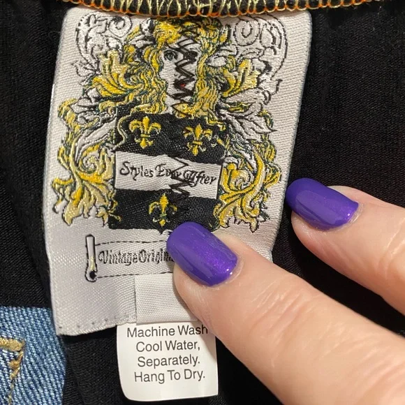 Styles Ever After Vintage Original Designs Denim & Black Stretch Pants NWT - Picture 7 of 11